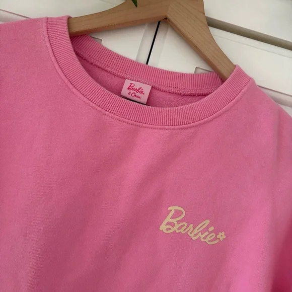 Chuu x Barbie Small Mattel Korean Pink Flower Power Cropped Sweatshirt - Picture 2 of 5
